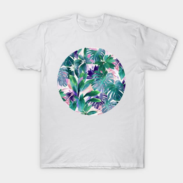 Pastel Summer Tropical Emerald Jungle T-Shirt by micklyn